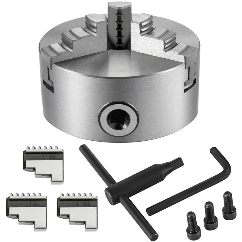 foto del prodotto mophorn mandrino per tornio in metallo k11 100 da 4 , autocentrante a 3 griffe, include 2 set di griffe, per fresatrici e rettificatrici