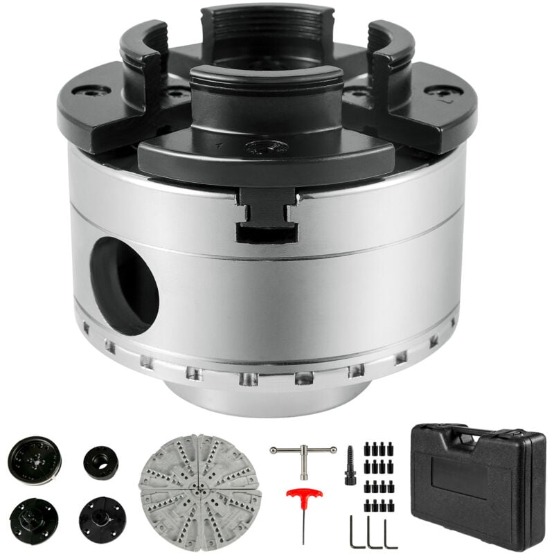 foto del prodotto mophorn mandrino per tornio per legno da 3,75 pollici set a 4 griffe con ingranaggio conico e accessori per tornitura del legno, mandrino per