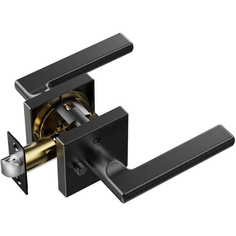 foto del prodotto mophorn maniglia per porta privacy, 10 pezzi, leva nera opaca, reversibile a sinistra destra, serratura senza chiave, rotazione a 45 , maniglie