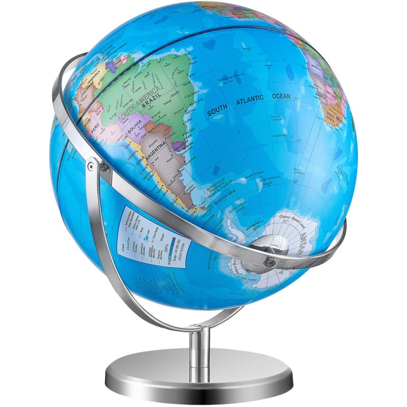 foto del prodotto mophorn mappamondo girevole con base, 330,2 mm 13 pollici, globo geografico educativo con fuso orario materiale abs, mappamondo globo girevole a