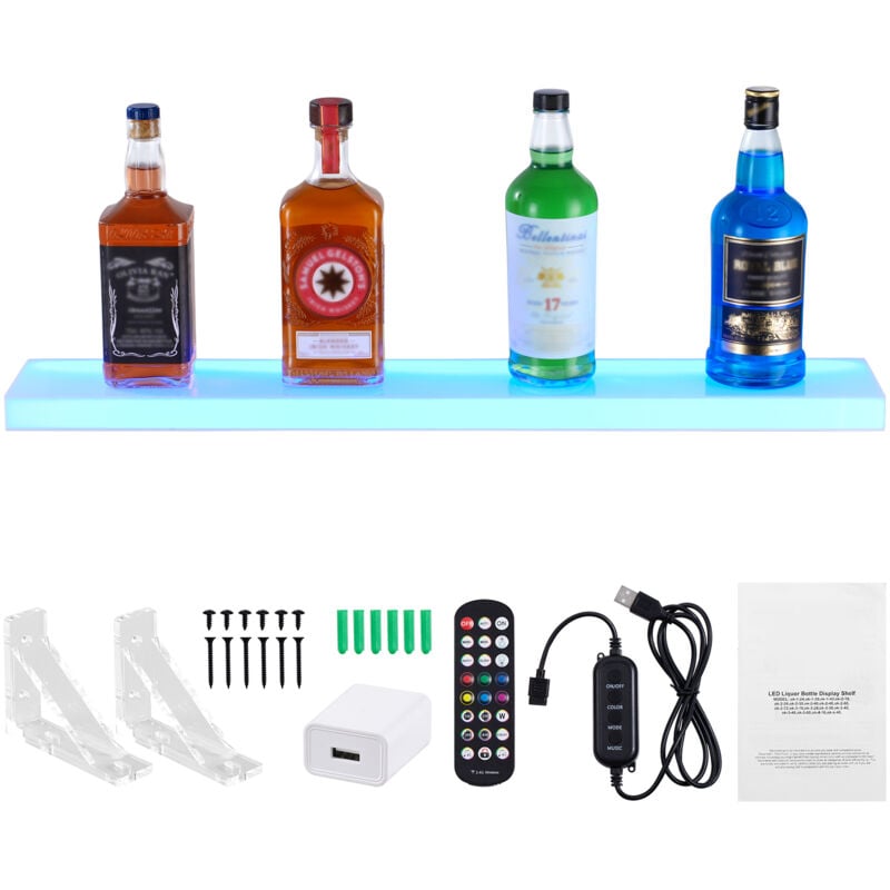 foto del prodotto mophorn mensola per vino da bar, mensola per mostrare vino illuminata a led telecomando rf controllo app, scaffale illuminazione per bevande in