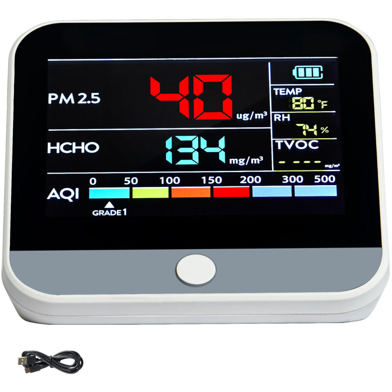foto del prodotto mophorn mini monitore della qualita dellaria 100 x 78 x 78 mm monitore di formaldeide 8 in1, rilevatore di particelle pm2,5 pm10 pm1,0 temperatura,