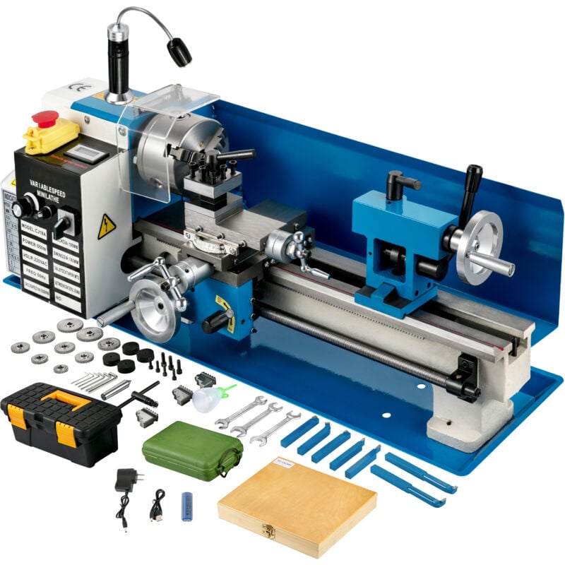 foto del prodotto mophorn mini tornio per metallo, tornio da banco 7 x14 , tornio per lavorazione dei metalli a velocita variabile da 550 w 2250 giri min, tornio cnc