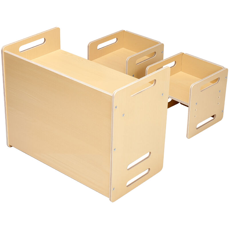 foto del prodotto mophorn montessori set di tavolo sedia per lo svezzamento, set per bambini in legno con altezza regolabile con 2 sedie, tavolo attivit per