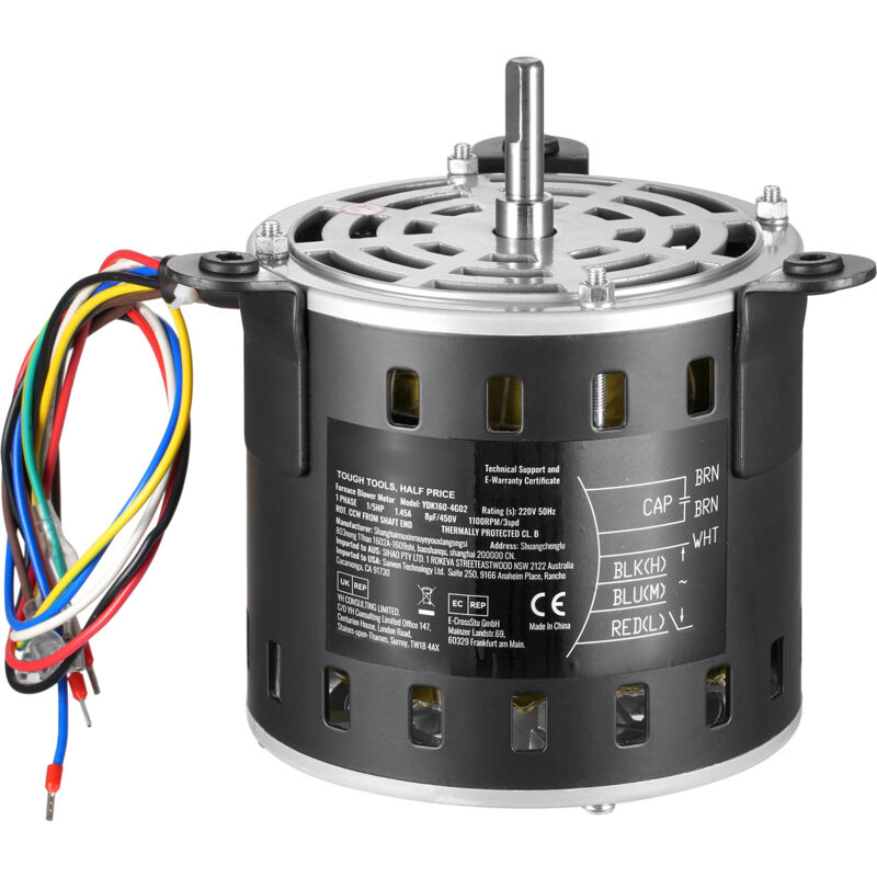 foto del prodotto mophorn motore soffiante per fornace 1 5hp, 220 v, 1,45 a, 1100 giri min, 3 velocit , albero da 10 mm, rotazione antioraria, include condensatore