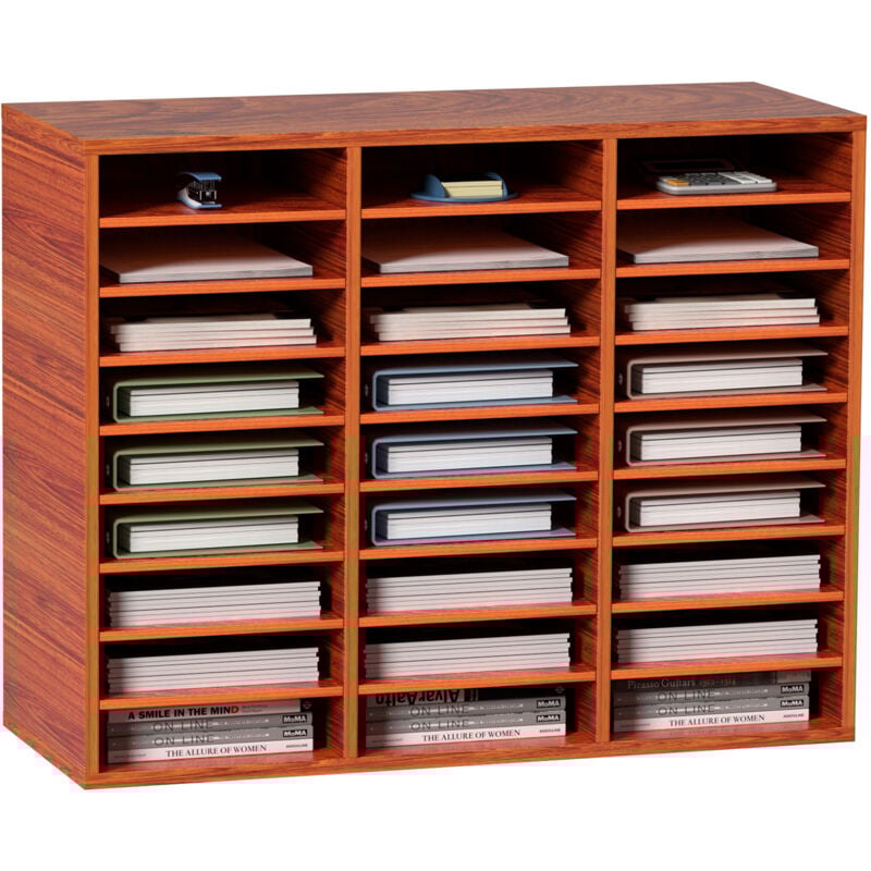 foto del prodotto mophorn organizer per letteratura in legno a 27 scomparti, centro posta mdf regolabile per ufficio, casa e scuola, archiviazione, file, documenti,