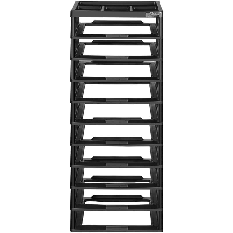 foto del prodotto mophorn organizer portaoggetti in plastica a 10 ripiani, grande capacit con parte superiore organizer, struttura nera, materiale pp, contenitore
