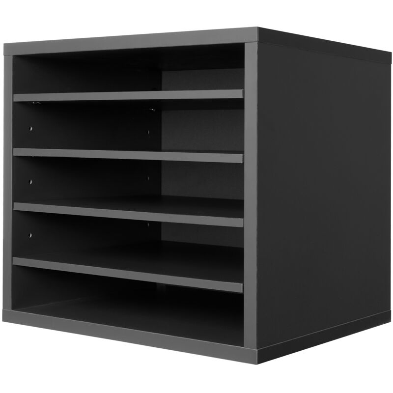 foto del prodotto mophorn organizzatore della letteratura, 5 scomparti per ufficio con ripiani regolabili, mdf per file, documenti, carte, grigio
