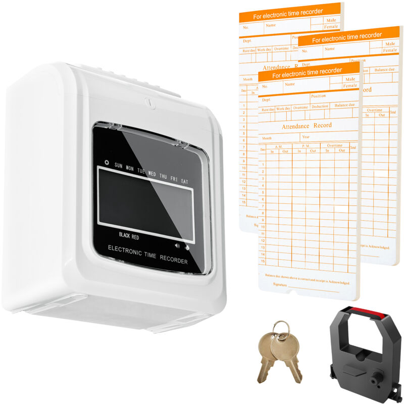 foto del prodotto mophorn orologio timbracartellini marcatempo di presenze dipendenti con cartellini 12v 2a, set timbracartellini dipendenti con 6 ttimbrature