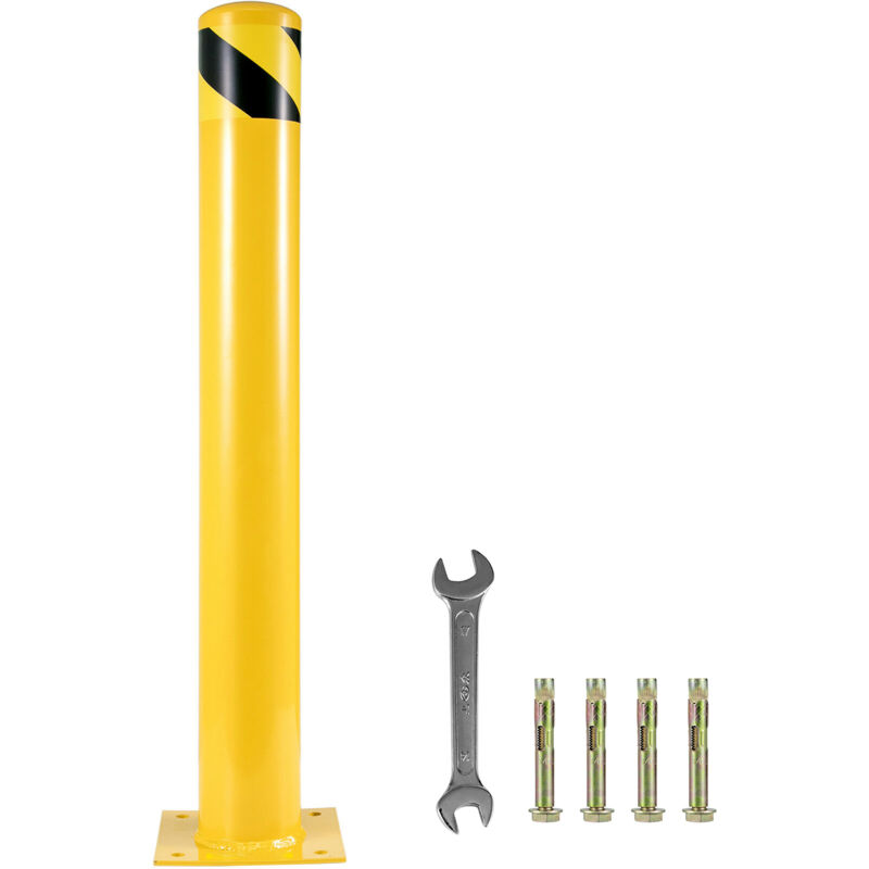 foto del prodotto mophorn pali sicurezza 48 x4.5 dissuasore di barriera di sicurezza 4 1 2 od 48 altezza barriera di sicurezza con 4 bulloni di ancoraggio