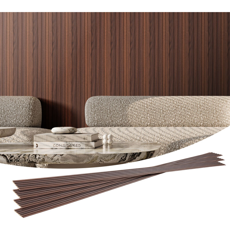 foto del prodotto mophorn pannelli acustici wood slat 8 pezzi pannelli da parete in legno wpc da 96 x 6 pollici. ideali per interni moderni, offrono un arredamento