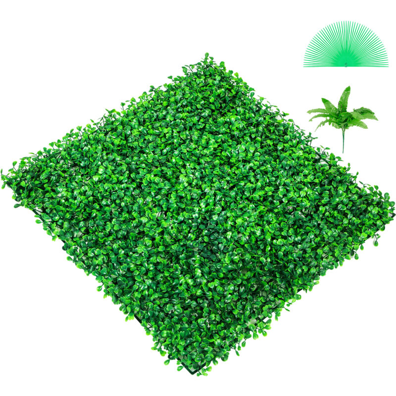 foto del prodotto mophorn pannello di bosso artificiale uv, 6 pannelli di siepe di bosso da parete, 20 x20 4 cm di erba verde, sfondo di siepe finta per recinzione