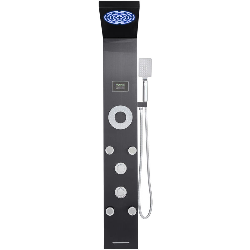 foto del prodotto mophorn pannello doccia a torre con soffione a pioggia, led, rubinetto multifunzione a 6 modalit , dotato di 5 getti massaggianti, doccetta e