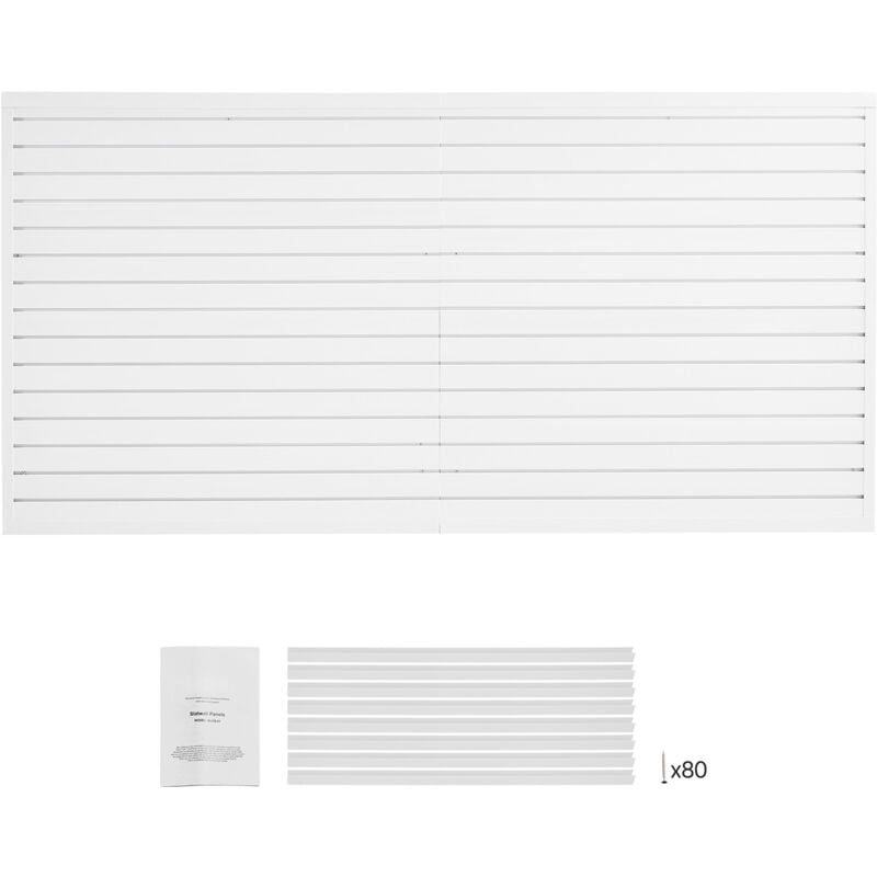 foto del prodotto mophorn pannello per parete in doghe di pvc 8x4 ft, bianco con accessori. parete in doghe regolabile e facile da installare con struttura di