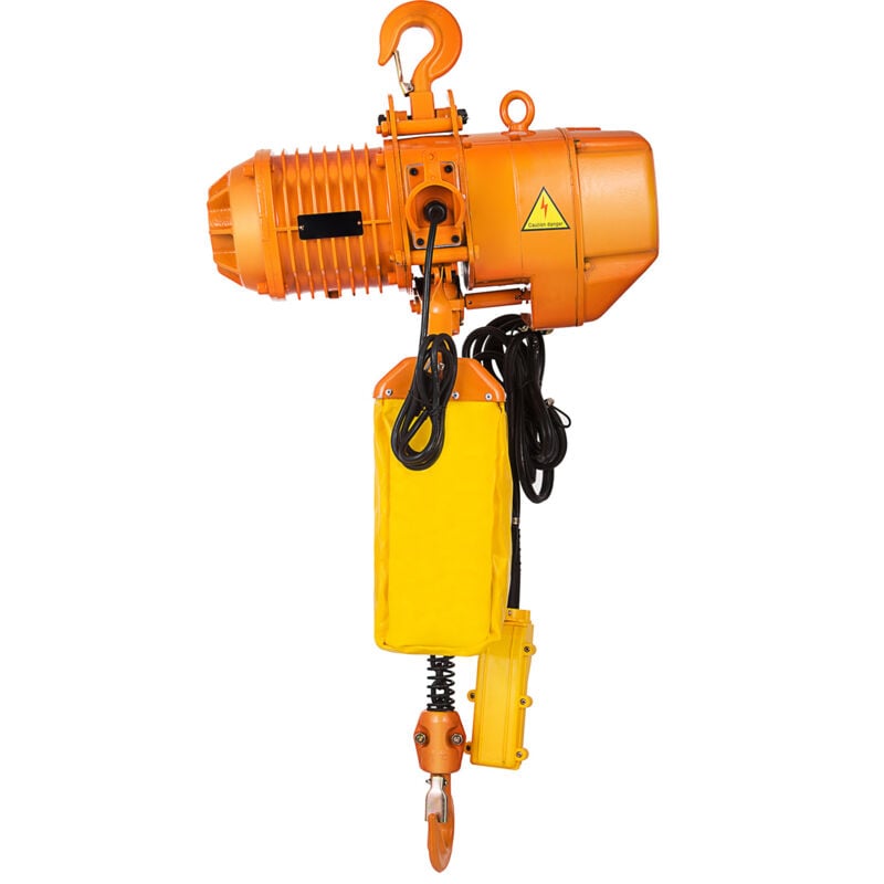 foto del prodotto mophorn paranco elettrico a catena, capacita carico max. 1 tonnellata, altezza sollevamento max. 4m, gru a ponte monofase 1,1 kw con catena g80,