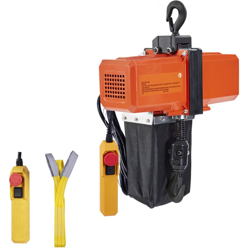 foto del prodotto mophorn paranco elettrico a catena, capacita carico max. 499 kg, altezza sollevamento max. 4,5 m, 580 w, carroponte monofase con catena g100,