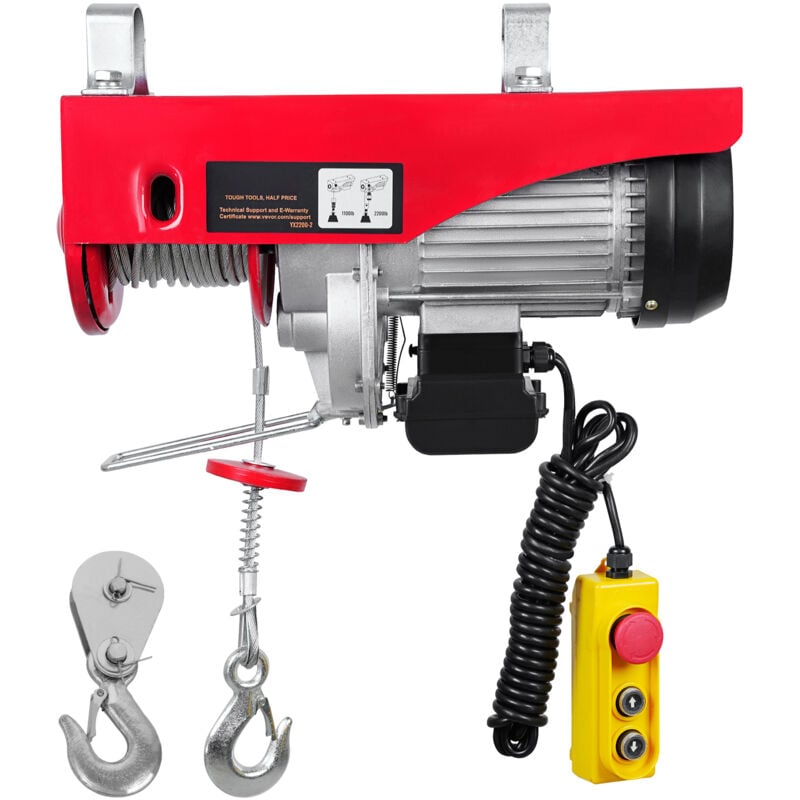 foto del prodotto mophorn paranco elettrico, capacita di sollevamento 2200 libbre, argano in filo deacciaio 1600 w 220 v, telecomando cablato da 14 piedi, altezza