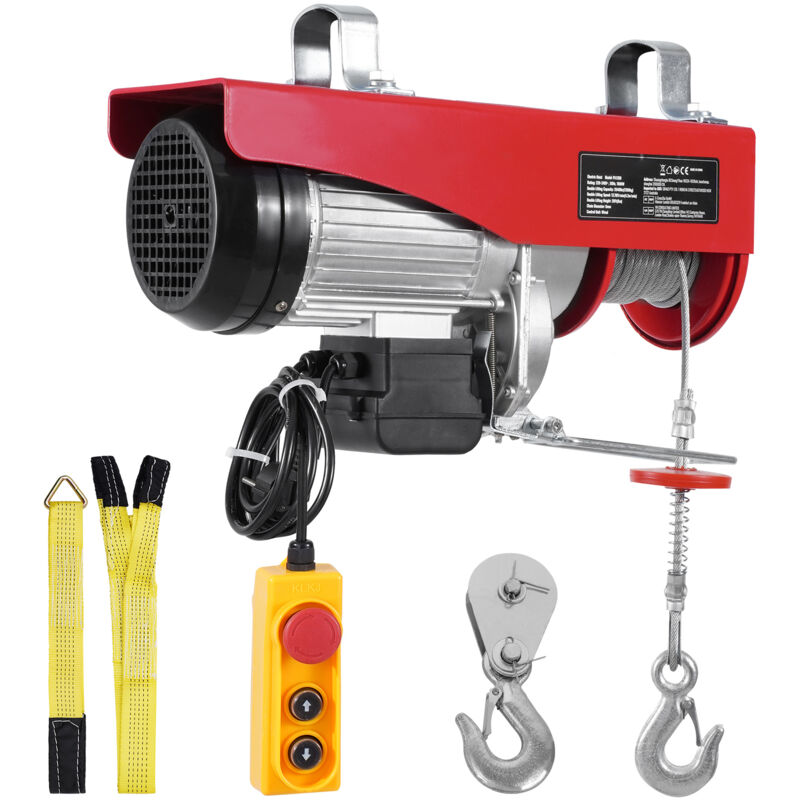foto del prodotto mophorn paranco elettrico doppio cavo carico max. 1200 kg, telecomando a filo 4,2 m, altezza di sollevamento cavo singolo 12m, paranco arresto di