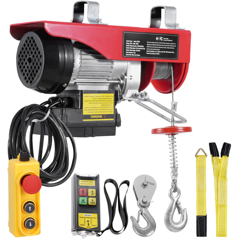 foto del prodotto mophorn paranco elettrico doppio cavo carico max. 200kg, telecomando a filo 4,2m, altezza di sollevamento cavo doppio 6 m, paranco arresto di