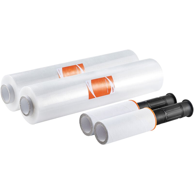foto del prodotto mophorn pellicola estensibile, 15 x 1000 piedi, confezione da 2, pellicola trasparente resistente all uso industriale calibro 60 con maniglie per
