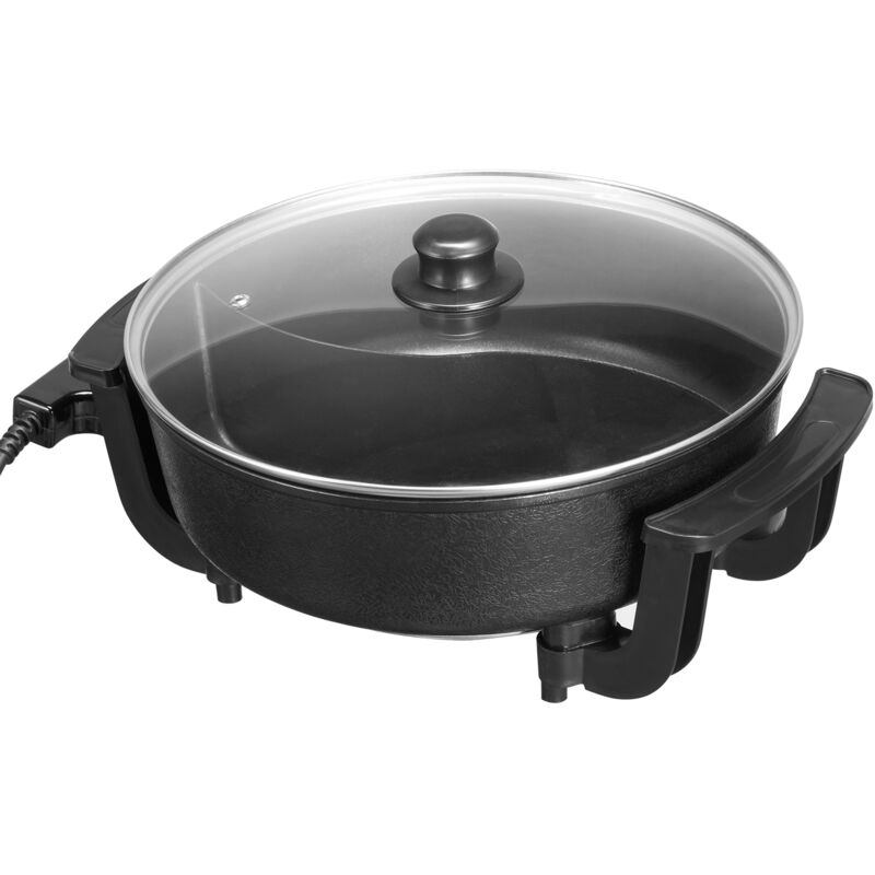 immagine 0 del prodotto mophorn pentola elettrica a doppio scomparto, 1360 w, 5 l, fornello antiaderente con divisore, coperchio in vetro trasparente, regolazione della