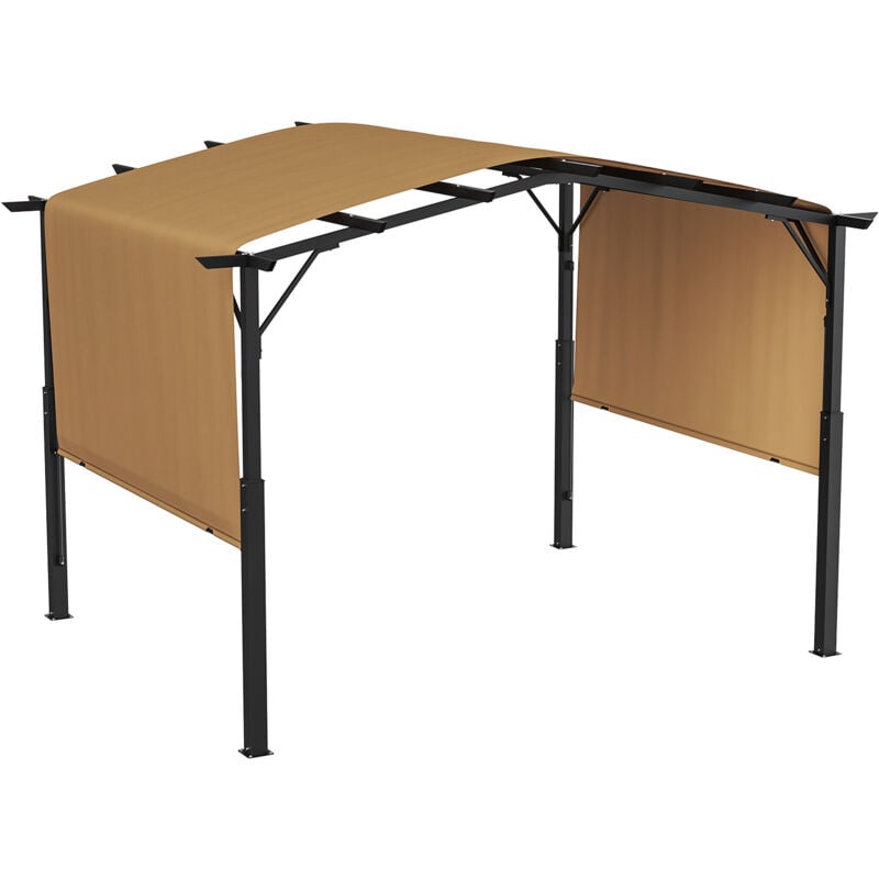 foto del prodotto mophorn pergolato esterno 12x10 piedi, struttura in metallo arcuato, tenda parasole retrattile, riparo da giardino resistente per patio, terrazza,