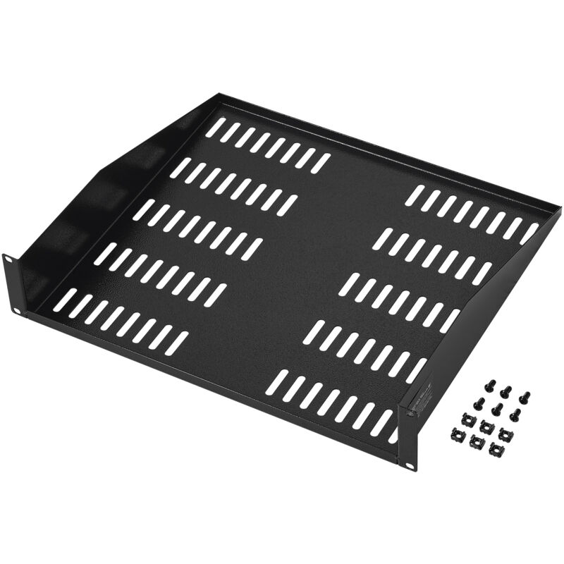 foto del prodotto mophorn piano per supporto per server 2u, profondita 406 mm, carico max. 22,6kg, piano ventilato per montaggio da parete con vassoio, piano per