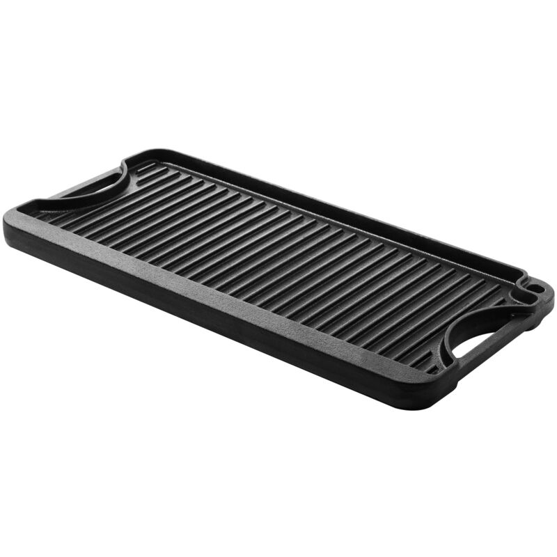 foto del prodotto mophorn piastra in ghisa reversibile 492 x 218 mm , padella rettangolare portatile con manico, pentolame versatile per fornelli e griglie per