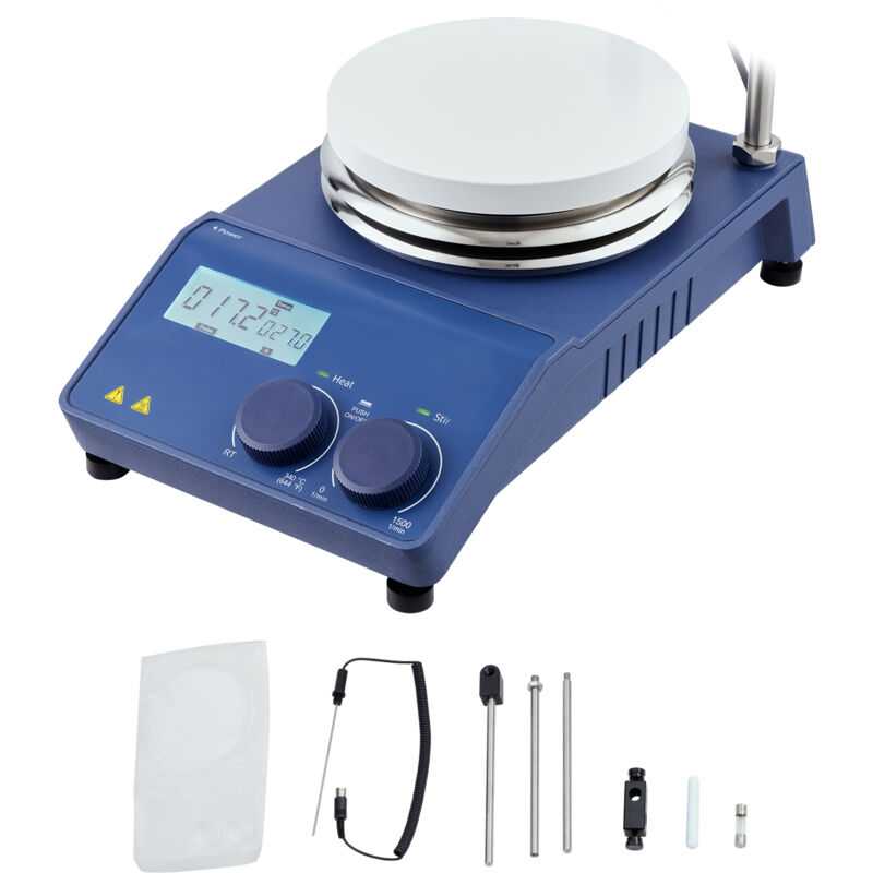 foto del prodotto mophorn piastra riscaldante con agitatore magnetico, capacit 20l, 0 1500 giri min, max 644 f 340 c, display led, supporto e barre di agitazione,