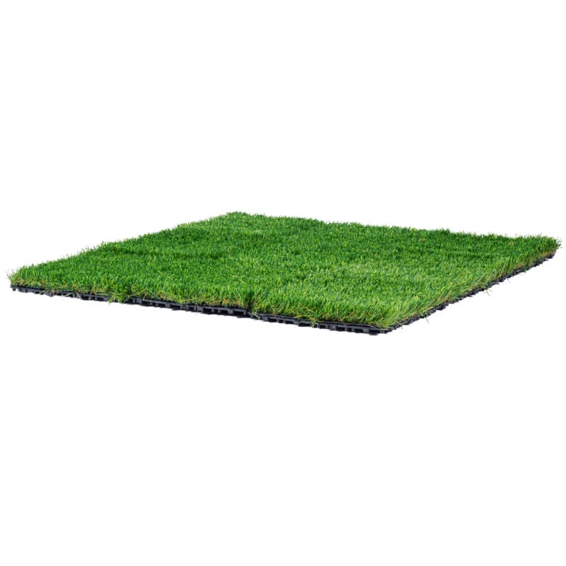 foto del prodotto mophorn piastrelle in erba artificiale ad incastro set da terrazzo, confezione da 18 305x305mm, erba finta sintetica con tappetino sutodrenante per