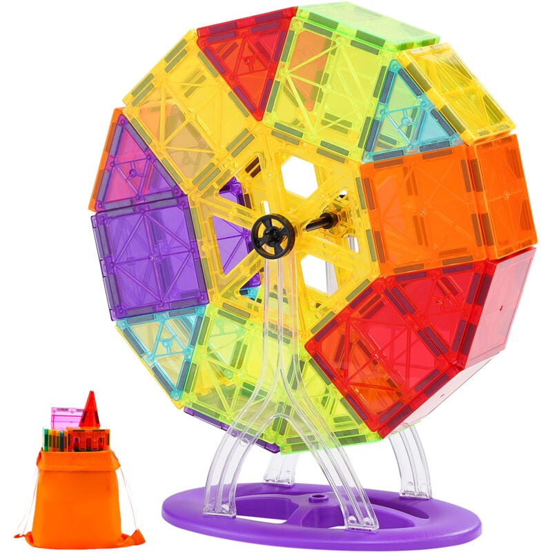 foto del prodotto mophorn piastrelle magnetiche, 181 pezzi per bambini, set di costruzioni con varie parti, giocattoli stem per bambini dai 5 anni in su