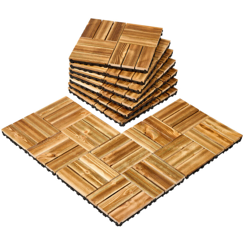 foto del prodotto mophorn piastrelle per terrazze ad incastro in legno massello, confezione da 10, 12 x12 in legno di pino canfora impermeabile per tutte le