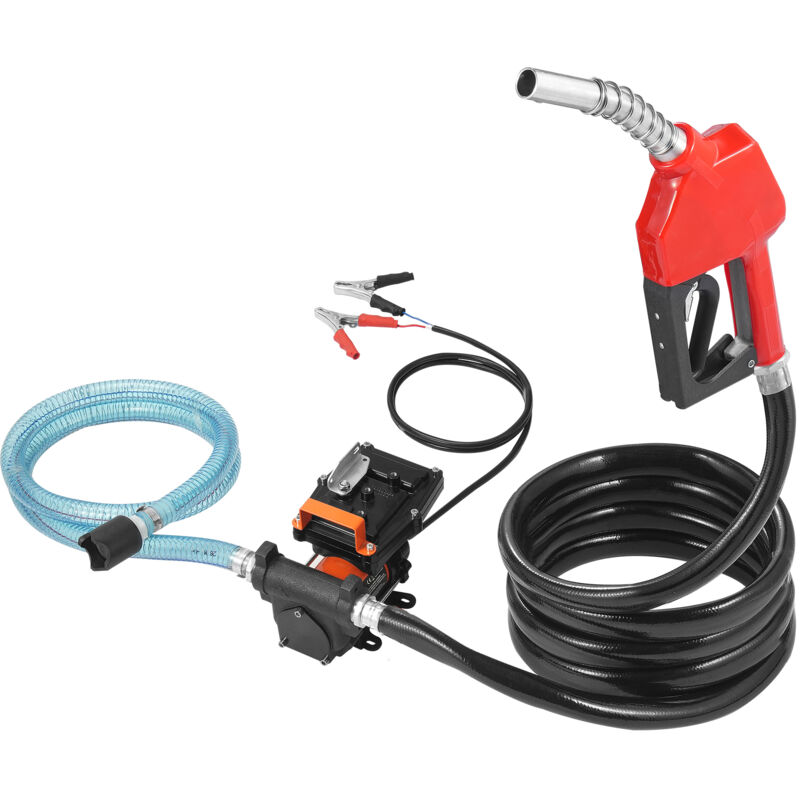 foto del prodotto mophorn pompa di trasferimento carburante, 12 v cc 15 gpm 1 4 hp, portatile con ugello di spegnimento automatico, tubi flessibili per benzina,