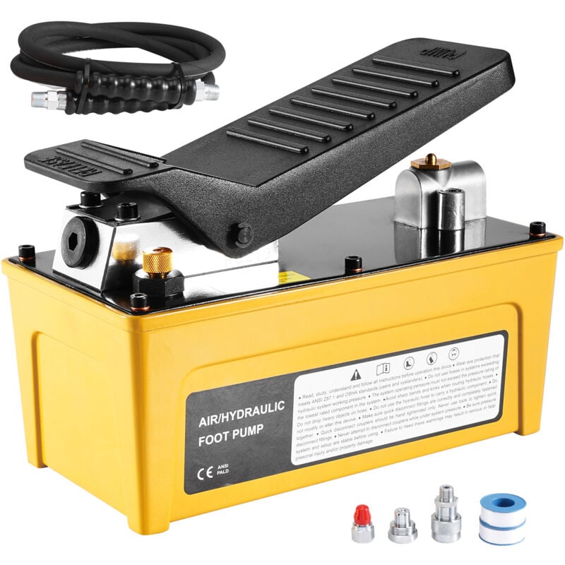 foto del prodotto mophorn pompa idraulica ad aria da 10.000 psi, serbatoio da 0,42 galloni, guscio in alluminio, pompa a pedale azionata ad aria, uscita olio npt da