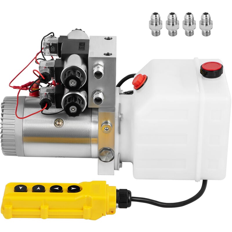 foto del prodotto mophorn pompa idraulica, unit di potenza a doppia azione, 12 v cc, gruppo di potenza idraulico a doppio solenoide, serbatoio da 4,5 l, per