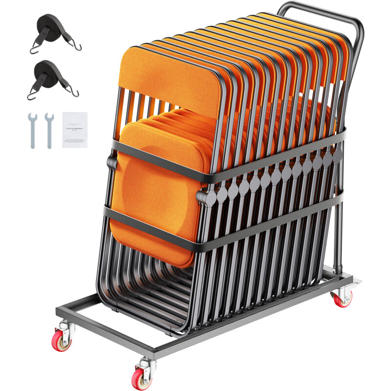 foto del prodotto mophorn porta sedie pieghevoli, capacit 300 libbre, carrello per sedie a forma di l per 25 sedie, carrello portaoggetti in metallo resistente,