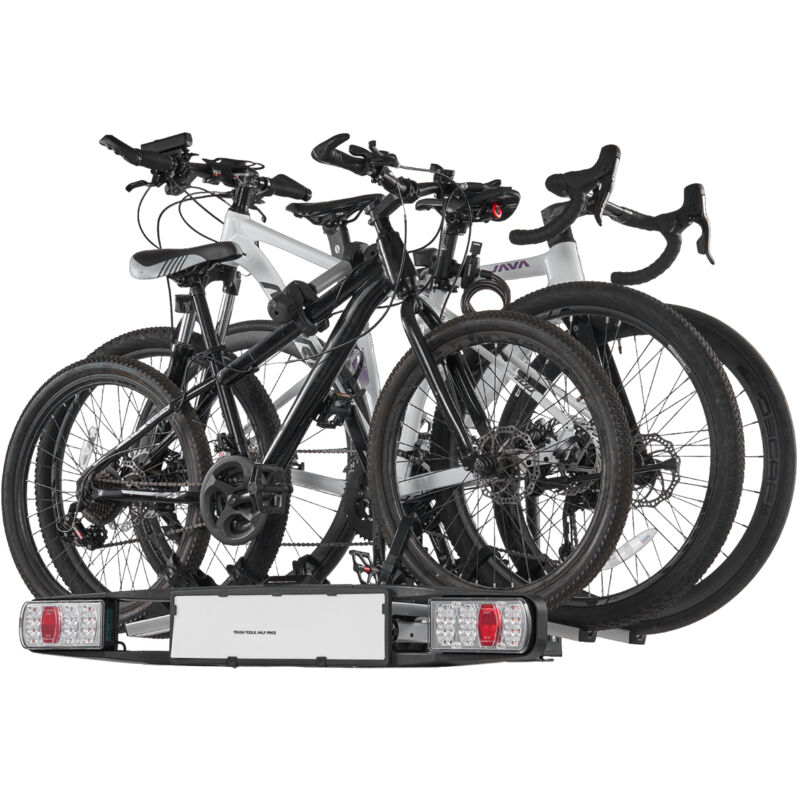 foto del prodotto mophorn portabici, gancio di traino da 5 cm, portabici per 3 bici con capacit di 65 kg, design bloccabile per bici elettriche, include luce