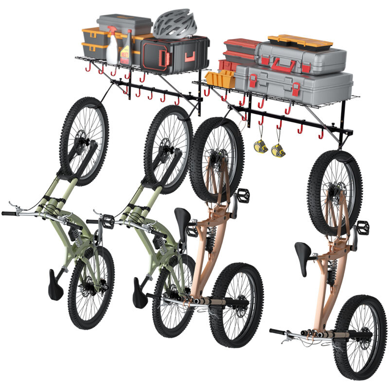 foto del prodotto mophorn portabiciclette, 2 ripiani, gancio portabiciclette per montaggio a parete, organizzatore per casa, garage, per varie dimensioni di bici,