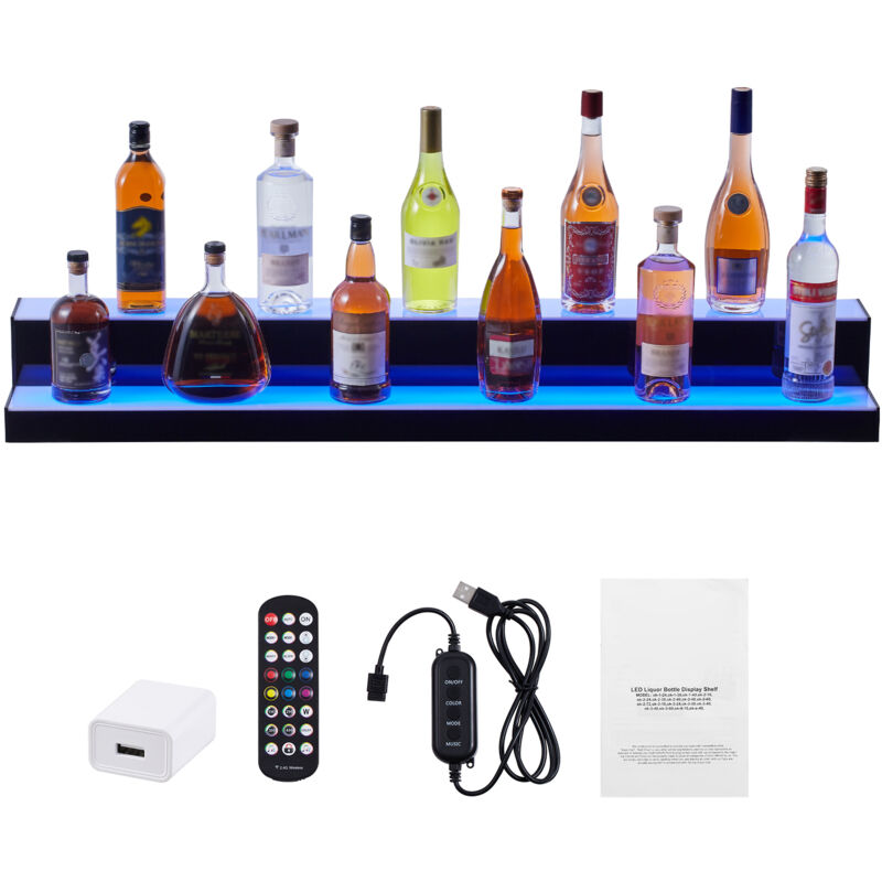 foto del prodotto mophorn portabottiglie da bar per mostrare vino bottiglia illuminato a led telecomando rf controllo app, scaffale illuminazione per bevande in