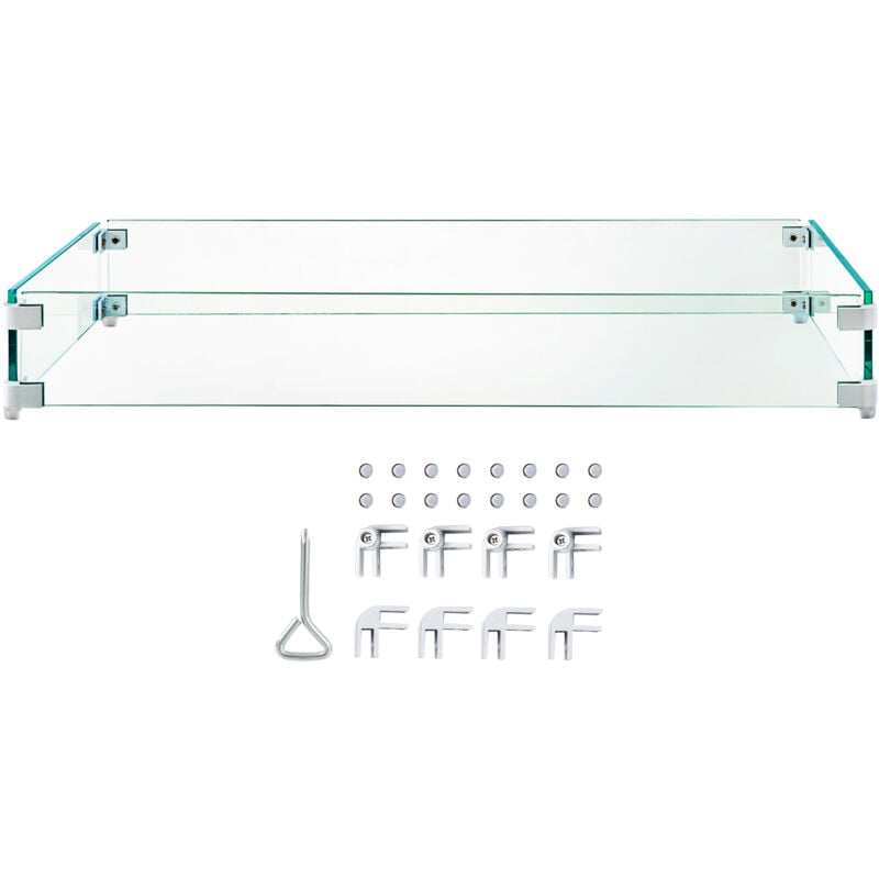 foto del prodotto mophorn protezione antivento per braciere in vetro scudo rettangolar spesso 0,76 cm , protezione antifiamma in vetro temperato trasparente, tavolo
