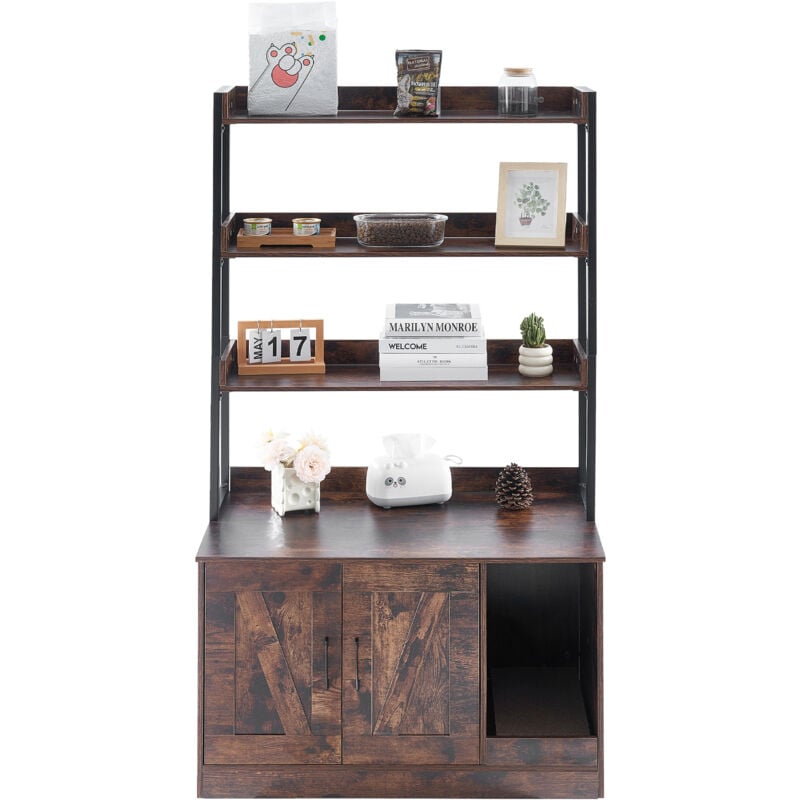 foto del prodotto mophorn recinto per lettiera per gatti 850,1 x 490,2 x 1490 mm mobiletto per lettiera nascosto 3 ripiani portaoggetti, bagno per gatti in legno,