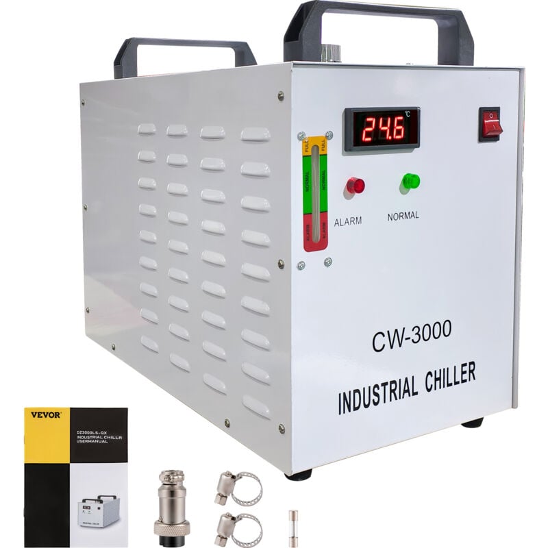 foto del prodotto mophorn refrigeratore d acqua 9l cw 3000dg, sistema di raffreddamento industriale per tubi laser in vetro co2 da 60 w 80 w