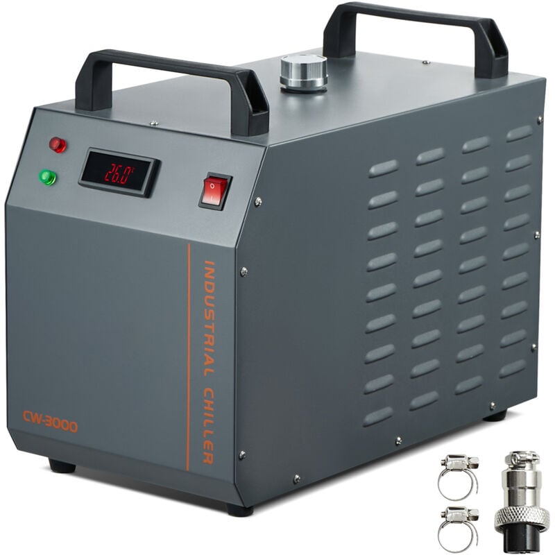 foto del prodotto mophorn refrigeratore d acqua industriale cw 3000, sistema di raffreddamento ad aria da 80 w, serbatoio dell acqua da 12 litri, portata di 12