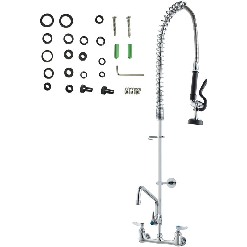 foto del prodotto mophorn rubinetto commerciale con spruzzatore pre risciacquo, altezza 1110 mm interasse 203 mm bocca girevole 305 mm montaggio a parete,