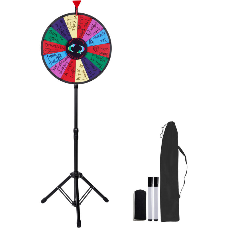 foto del prodotto mophorn ruota della roulette girevole da 18 pollici, 14 slot con supporto regolabile, ruota della roulette cancellabile a secco e borsa