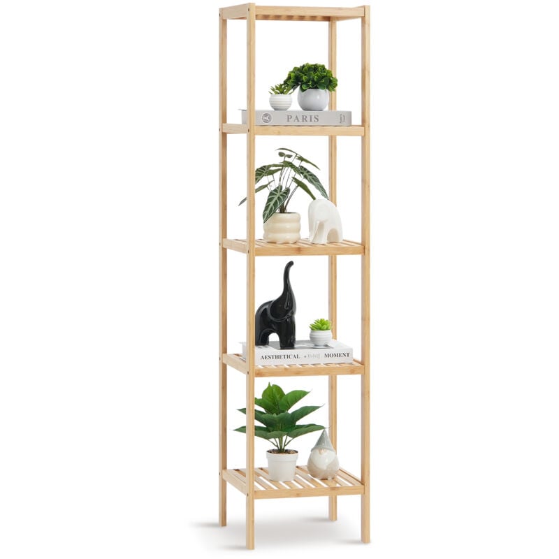 foto del prodotto mophorn scaffale da bagno a 5 ripiani,unit di scaffalatura stretta,organizer per scaffali,supporto per piante indipendente,scaffale in bamb 