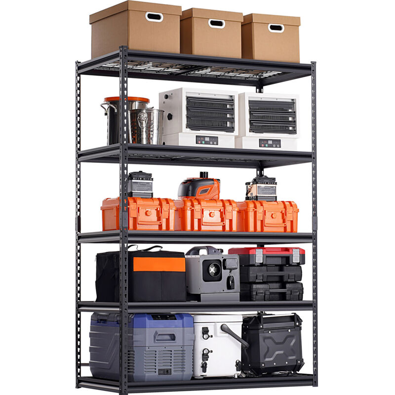 foto del prodotto mophorn scaffali portaoggetti, capacit 3000 libbre, ripiani in metallo regolabili per impieghi gravosi a 5 livelli, 24 p x 48 l x 72 h, per