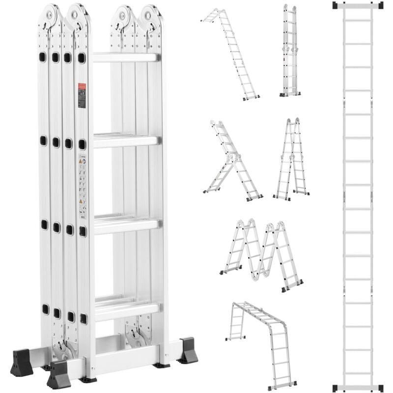 foto del prodotto mophorn scala pieghevole multiuso, scaletta estensibile alta 7 in 1, scala telescopica a 4 gradini con telaio, scala regolabile per carichi pesanti