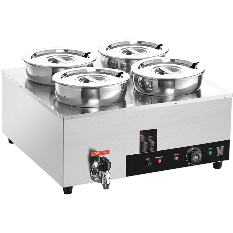 foto del prodotto mophorn scaldazuppe elettrico 580 x 648 x 310 mm scaldavivande commerciale in acciaio inox 4 x 8,14 l 1500 w temperatura regolabile 30 85 c