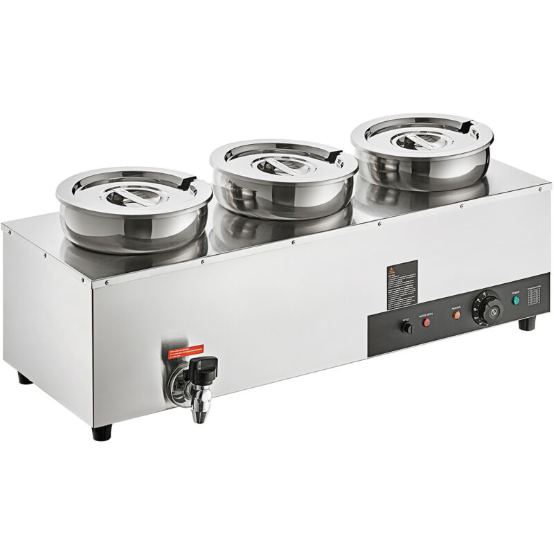 foto del prodotto mophorn scaldazuppe elettrico 850 x 378 x 310 mm scaldavivande commerciale in acciaio inox 3 x 8,14 l 1200 w temperatura regolabile 30 85 c